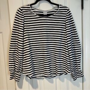 Chico’s Striped Black and White Women's Long Sleeve Top